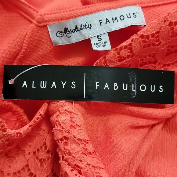 Absolutely Famous Orange Midi Dress NWT, V Neck, Sleeveless, Summer Dress - Picture 3 of 6